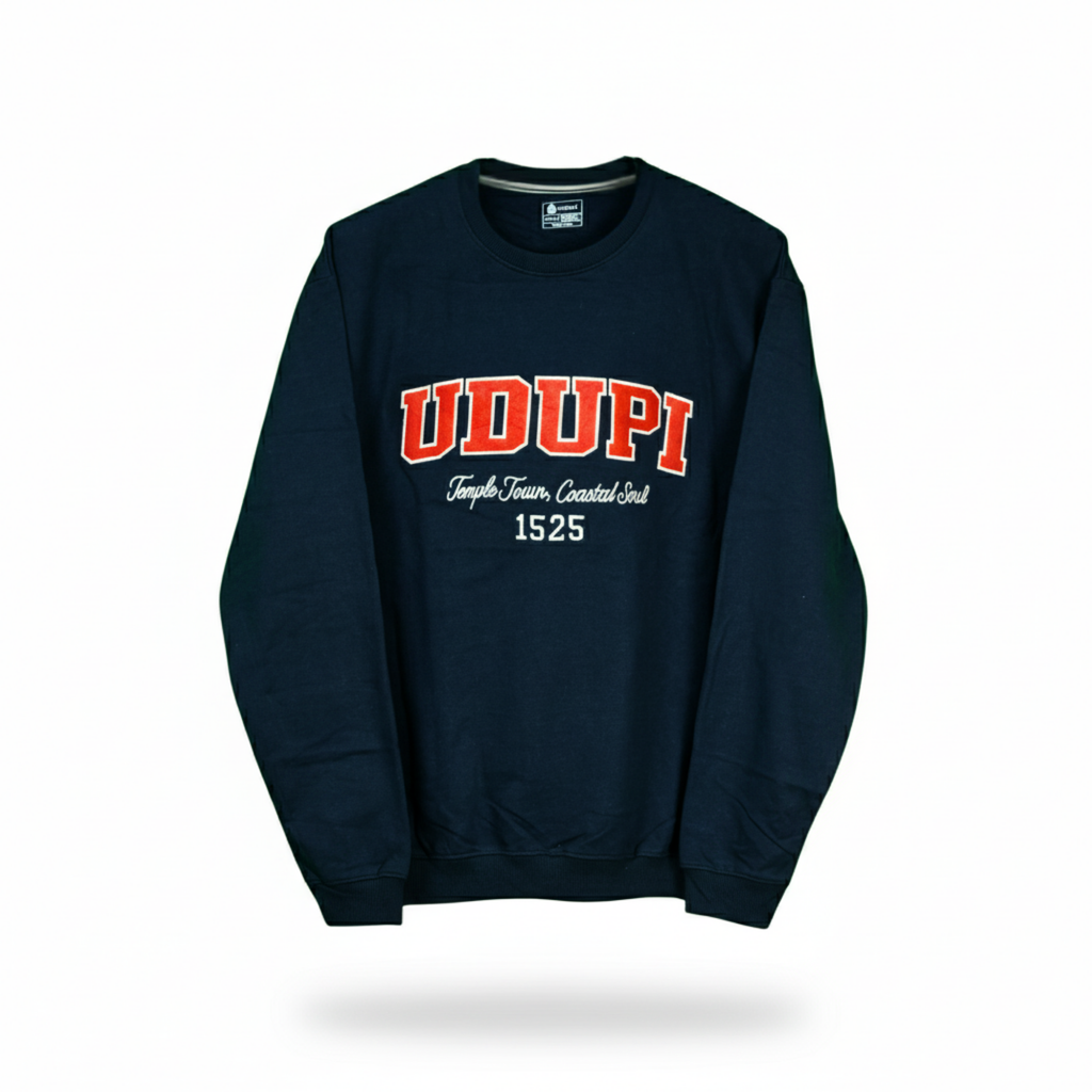 INDORA Unisex Cotton Sweatshirt – Udupi Edition Streetwear Blue