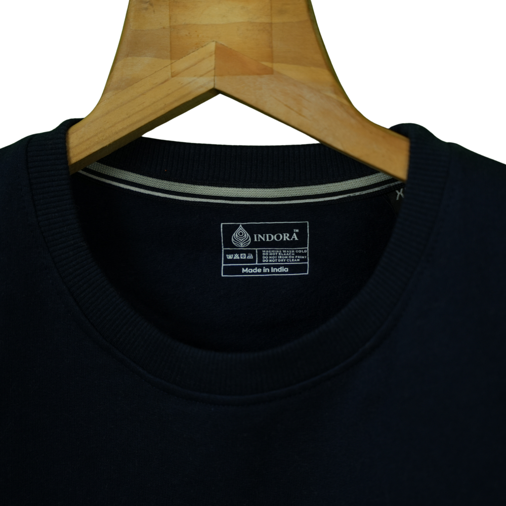 INDORA Unisex Cotton Sweatshirt – Ooty Edition Streetwear Black