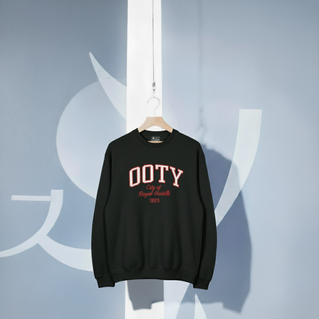 INDORA Unisex Cotton Sweatshirt – Ooty Edition Streetwear Black