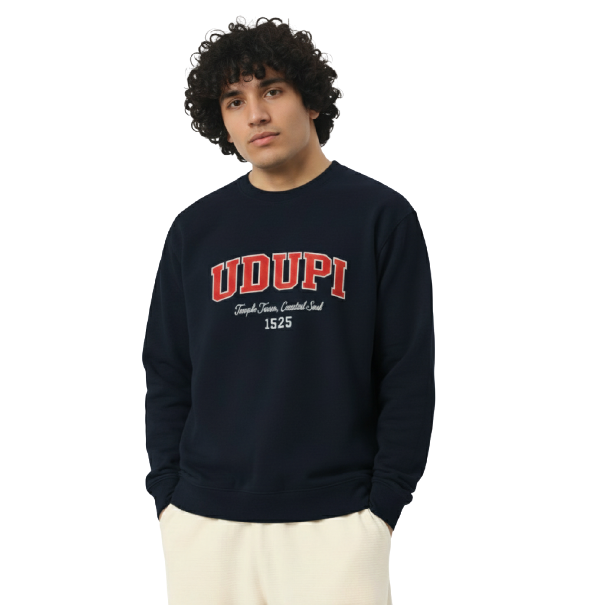INDORA Unisex Cotton Sweatshirt – Udupi Edition Streetwear Blue