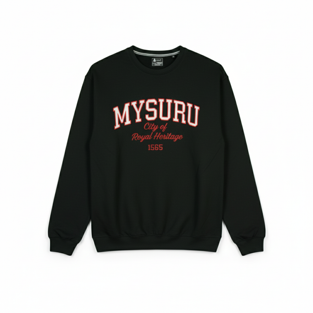 INDORA Unisex Cotton Sweatshirt –  Mysuru Edition | Streetwear Black