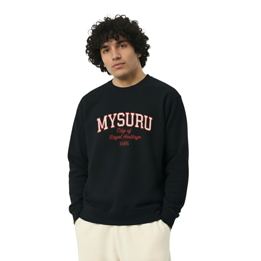 INDORA Unisex Cotton Sweatshirt –  Mysuru Edition | Streetwear Black