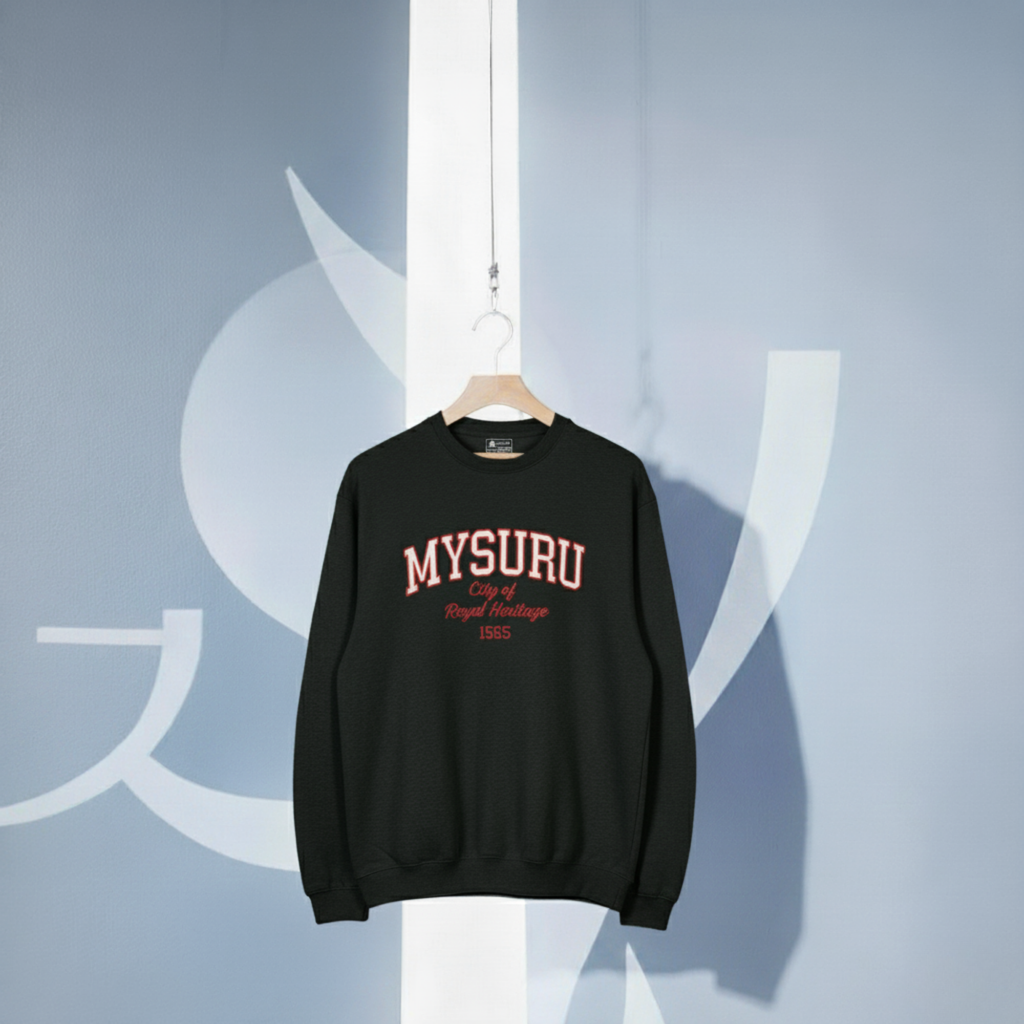 INDORA Unisex Cotton Sweatshirt –  Mysuru Edition | Streetwear Black